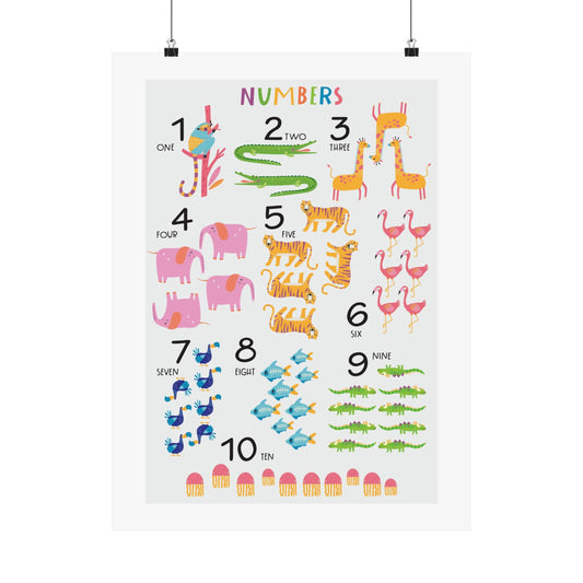Playful Educational Number Poster for Kids' Rooms (without Frame)