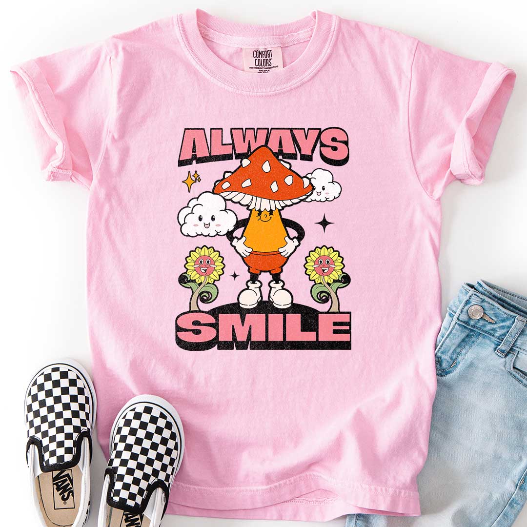 "Always Smile" Happy Mushroom T-Shirt for Kids