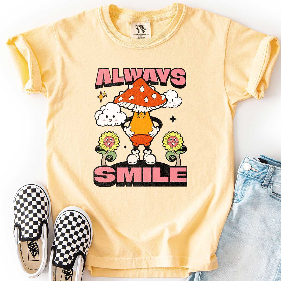 "Always Smile" Happy Mushroom T-Shirt for Kids