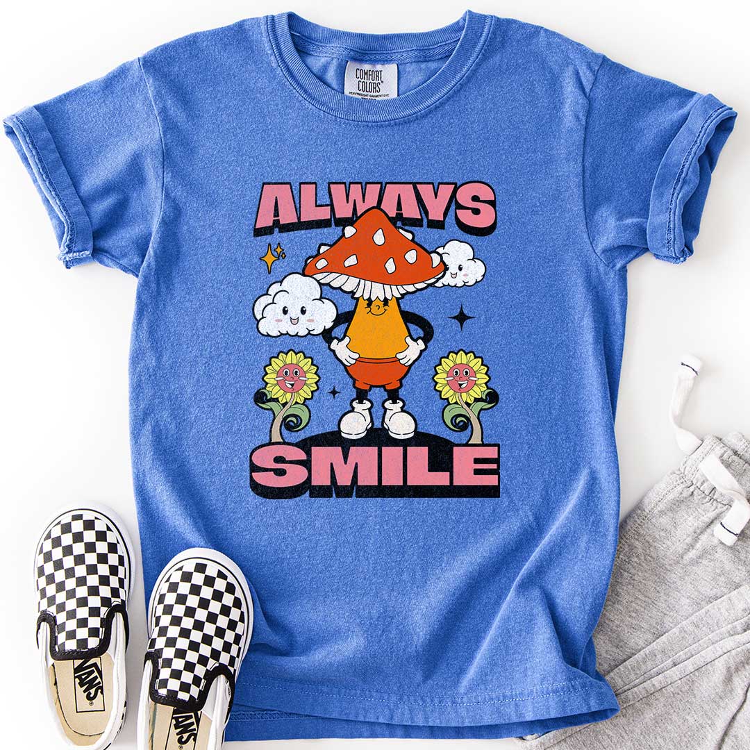 "Always Smile" Happy Mushroom T-Shirt for Kids