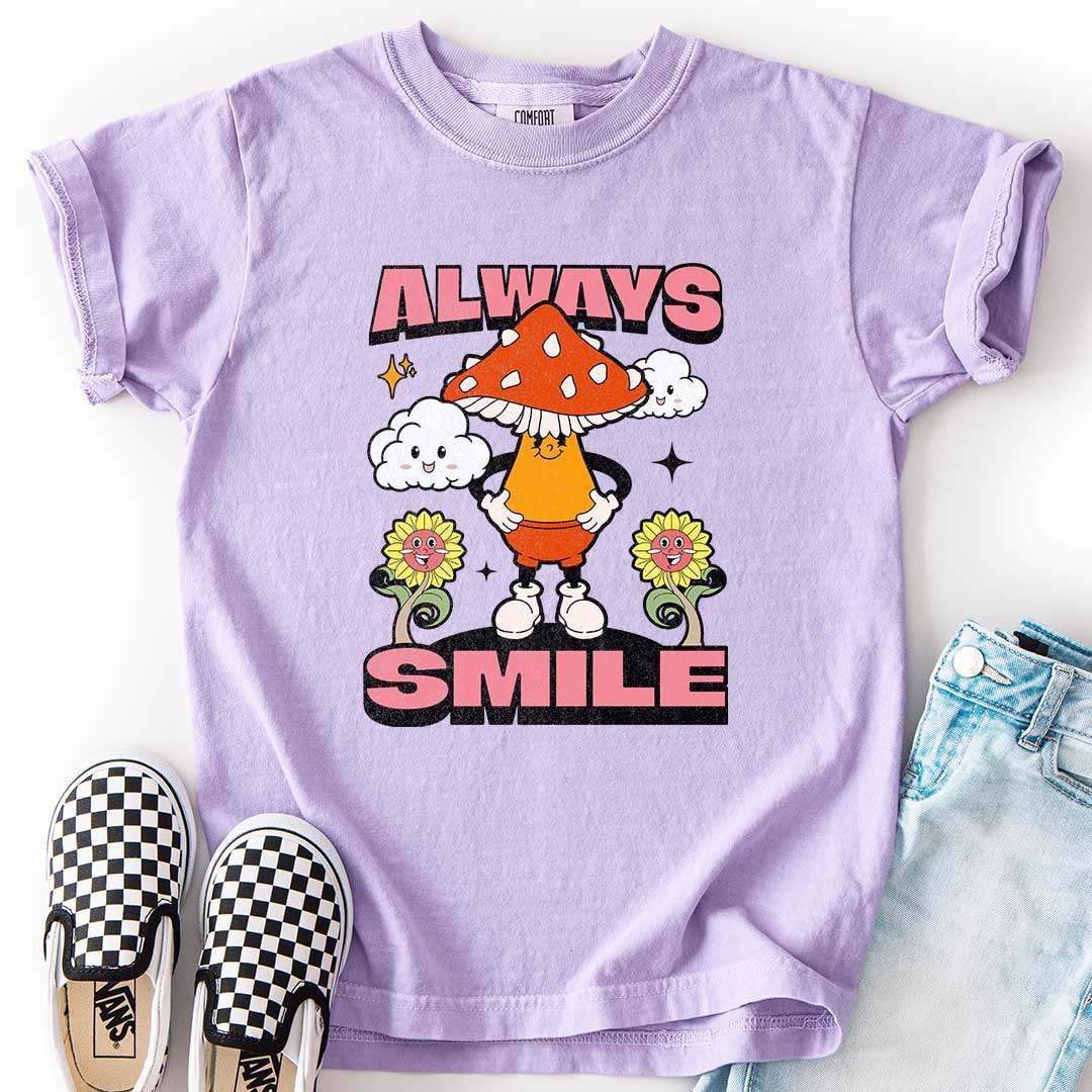 "Always Smile" Happy Mushroom T-Shirt for Kids