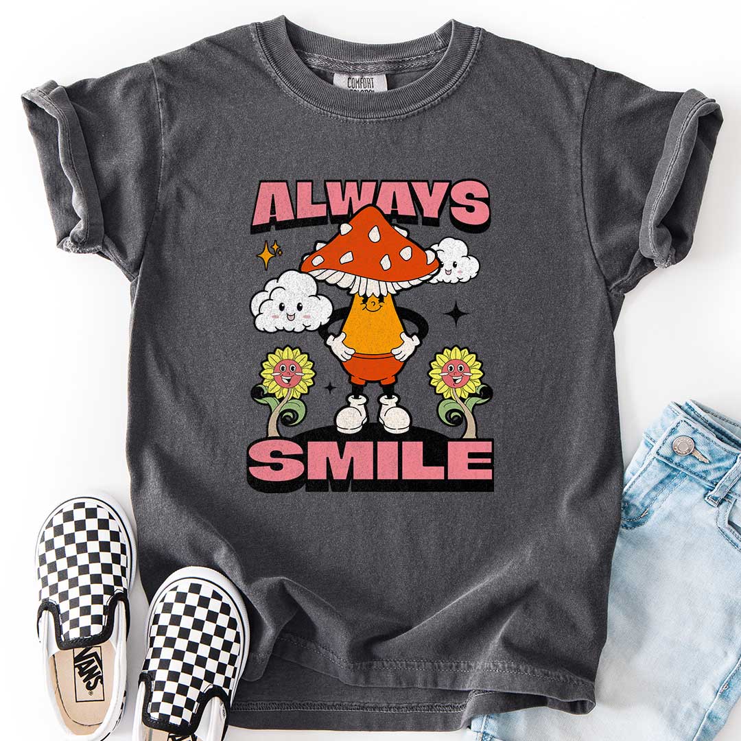 "Always Smile" Happy Mushroom T-Shirt for Kids