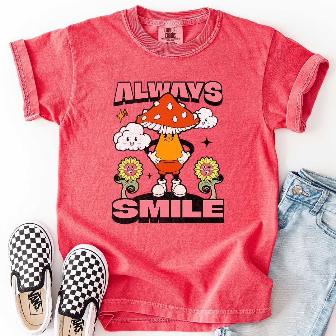 "Always Smile" Happy Mushroom T-Shirt for Kids
