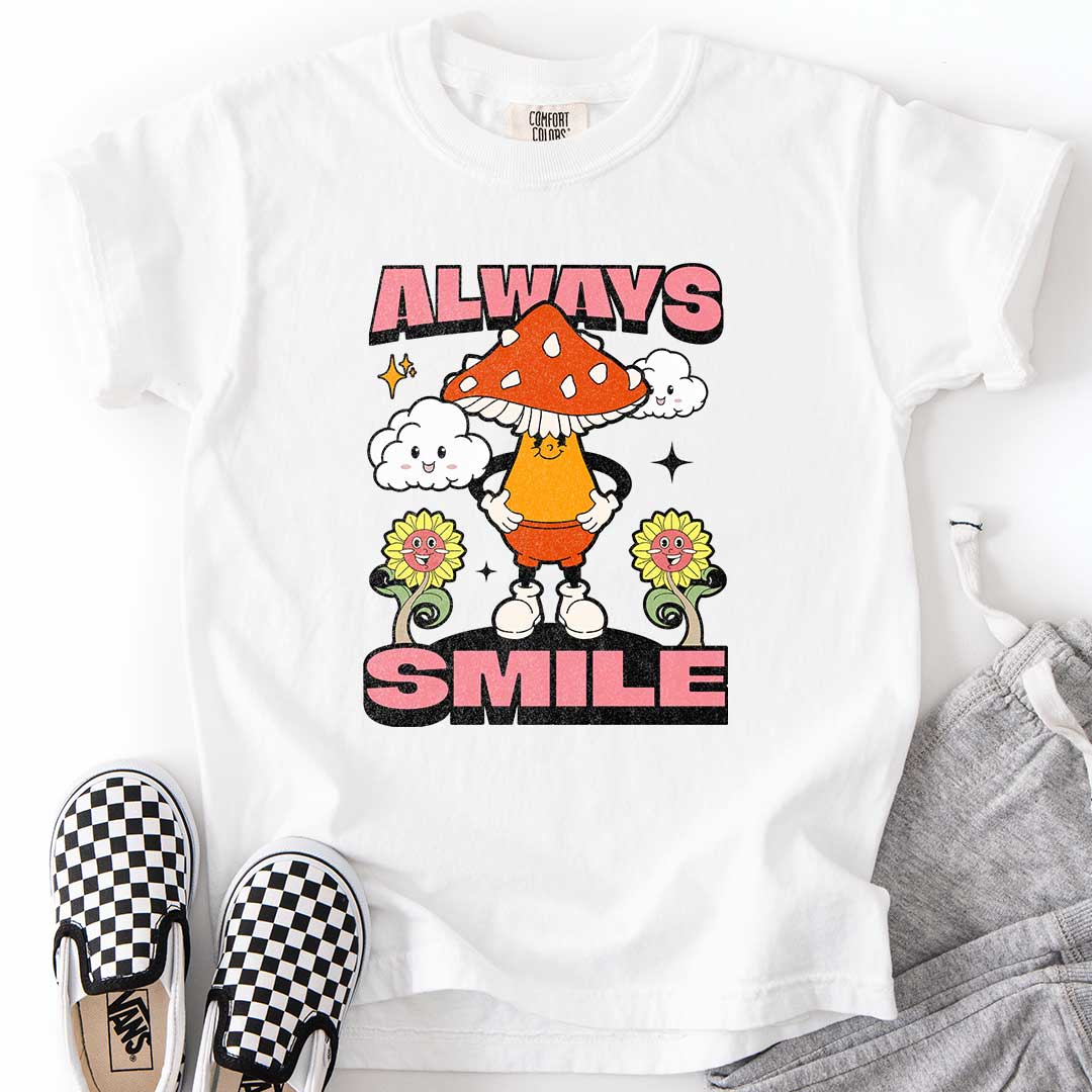 "Always Smile" Happy Mushroom T-Shirt for Kids