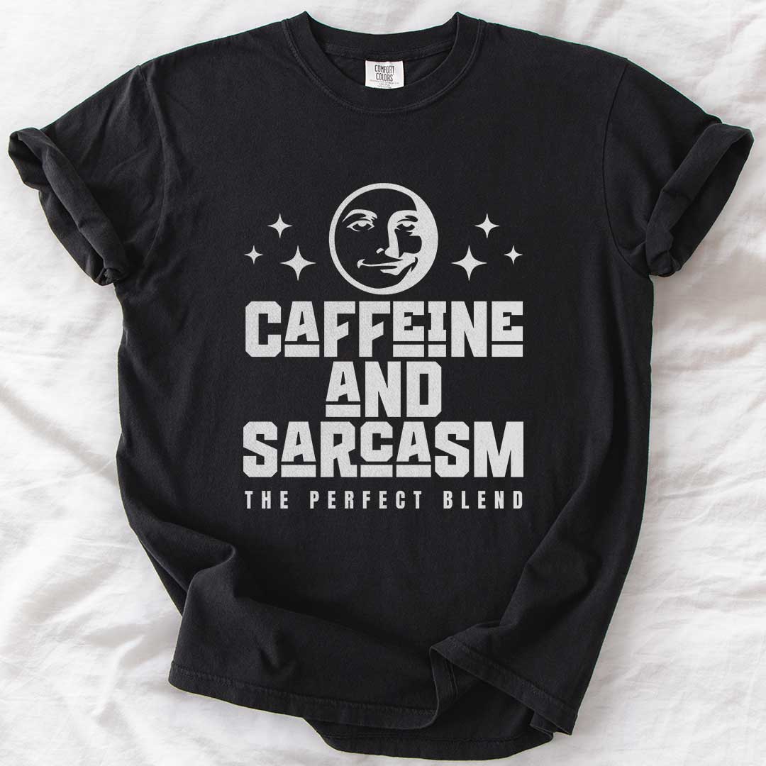 Caffeine & Sarcasm – Funny Comfort Colors® T-Shirt for Moms