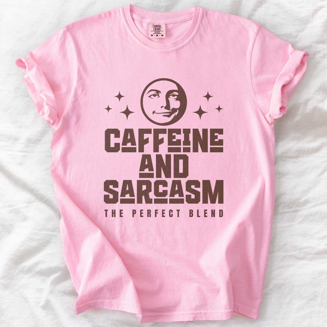 Caffeine & Sarcasm – Funny Comfort Colors® T-Shirt for Moms
