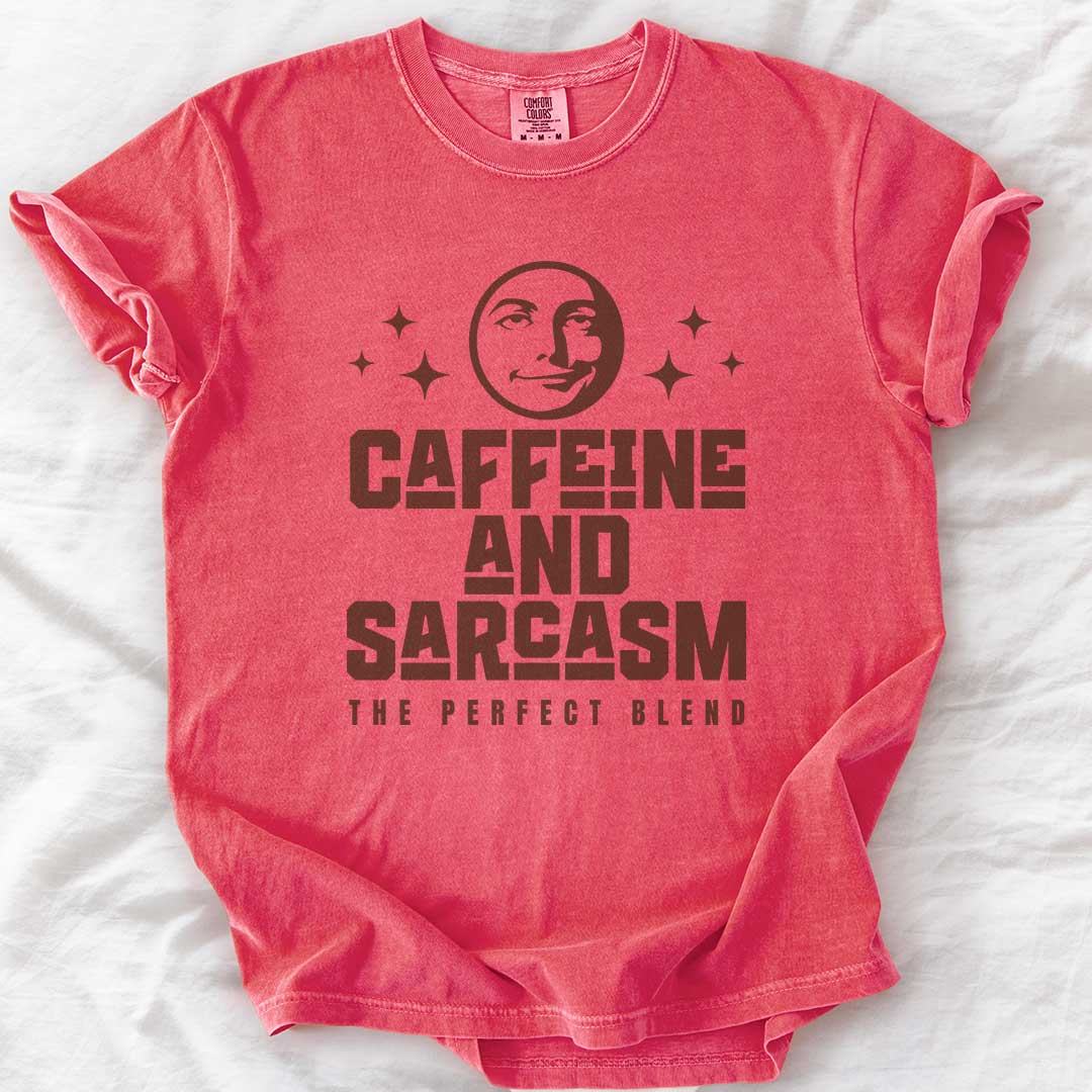 Caffeine & Sarcasm – Funny Comfort Colors® T-Shirt for Moms