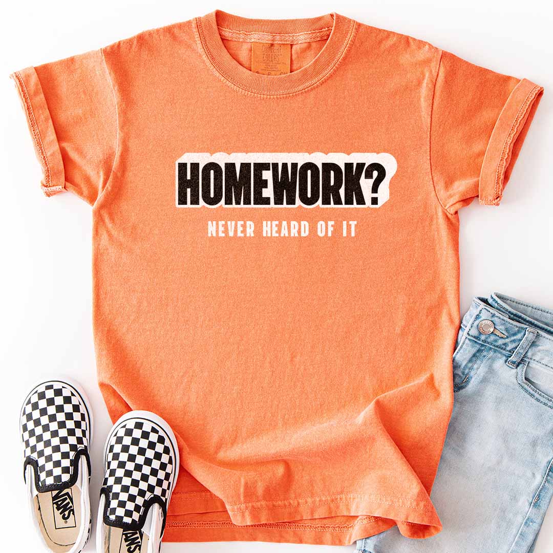Homework? Never Heard of It Youth Tee for Playful Students