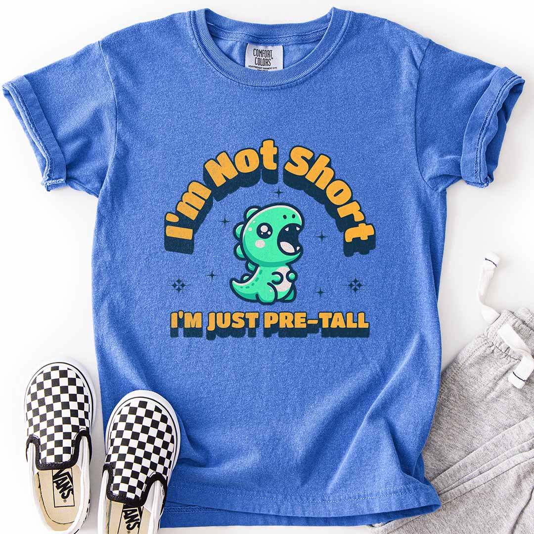 I’m Not Short, I’m Just Pre-Tall Youth Tee with Dinosaur Design