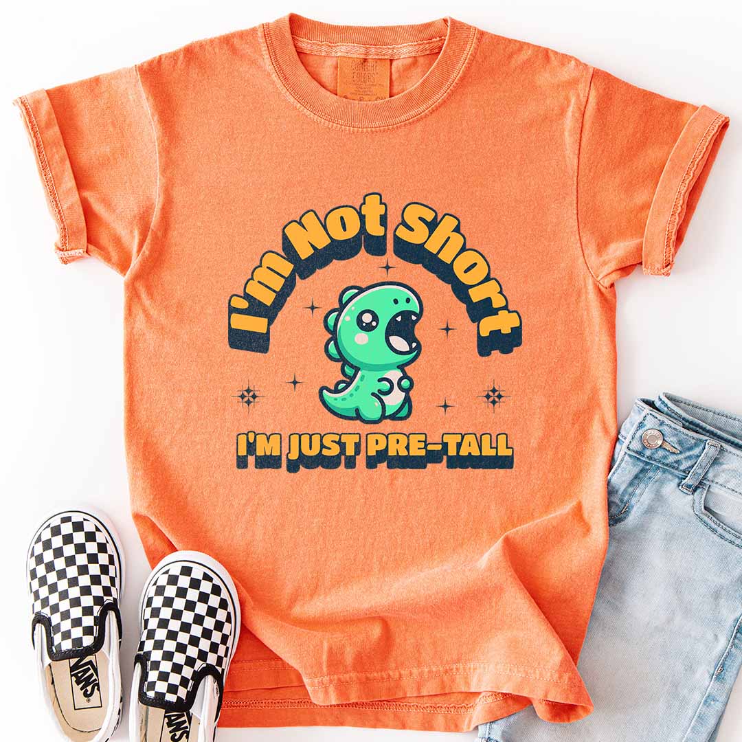 I’m Not Short, I’m Just Pre-Tall Youth Tee with Dinosaur Design