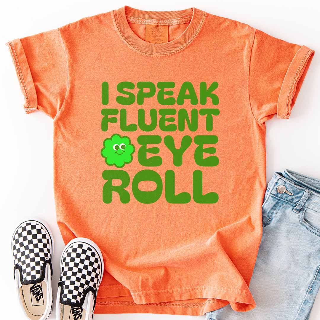 Fluent Eye Roll Youth Tee for Kids with Attitude