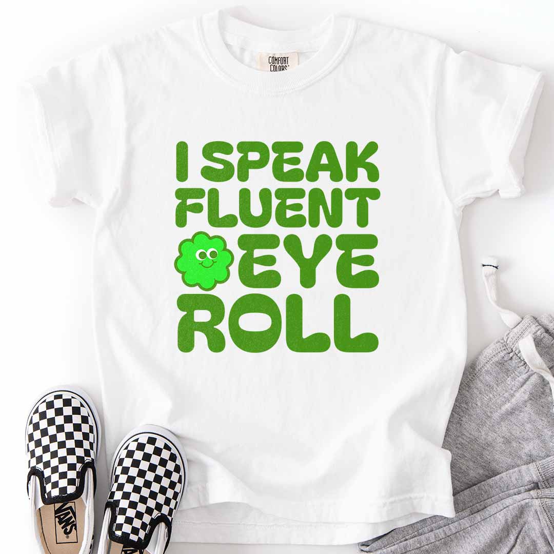Fluent Eye Roll Youth Tee for Kids with Attitude