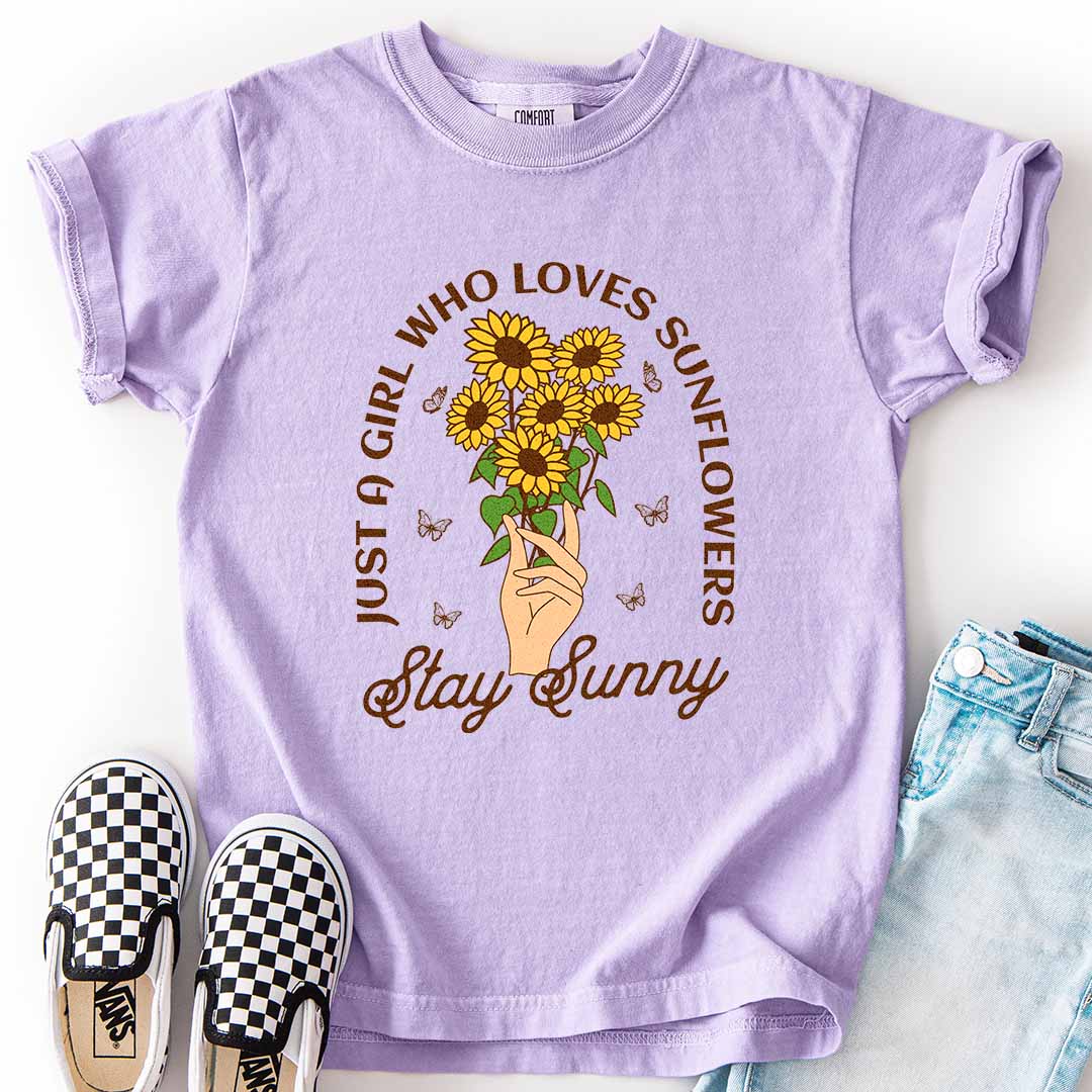 Sunflower Girl Stay Sunny Kids T-Shirt