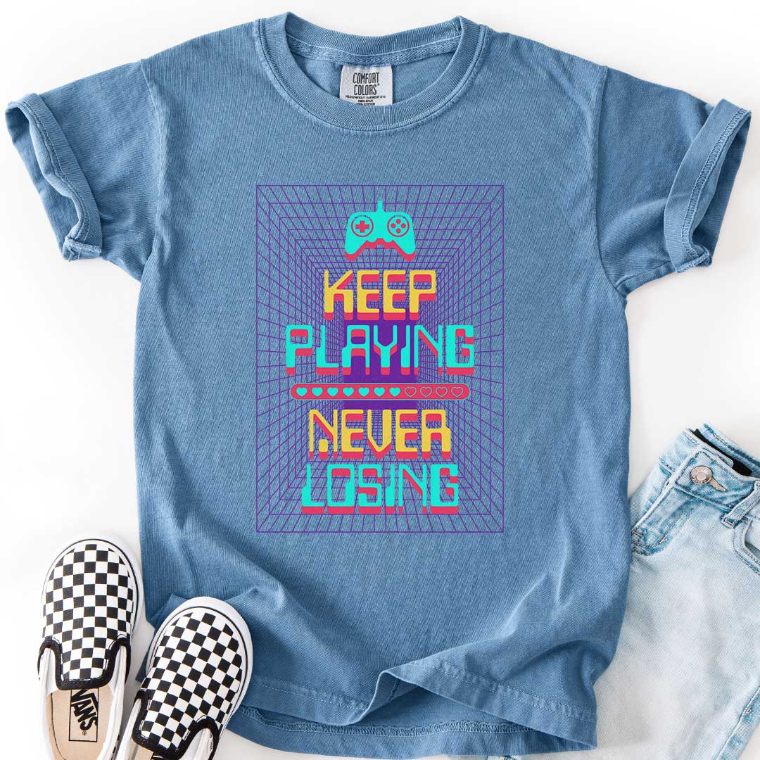 Keep Playing Never Losing Youth Gaming Tee