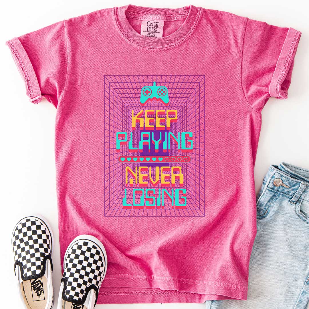 Keep Playing Never Losing Youth Gaming Tee
