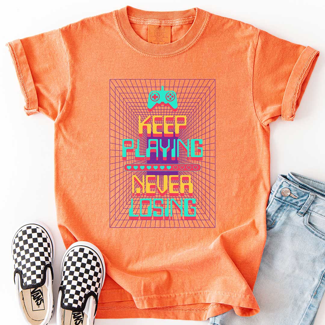 Keep Playing Never Losing Youth Gaming Tee