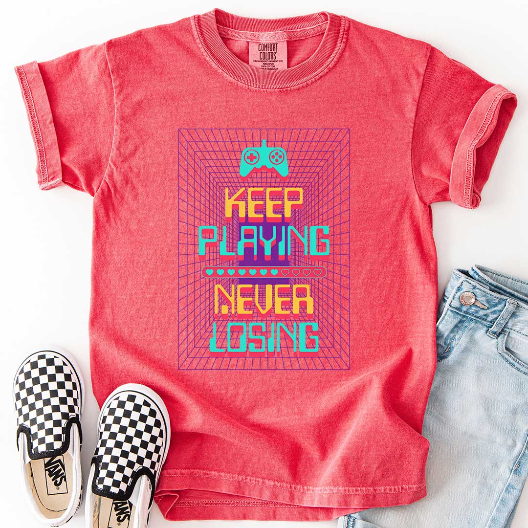 Keep Playing Never Losing Youth Gaming Tee