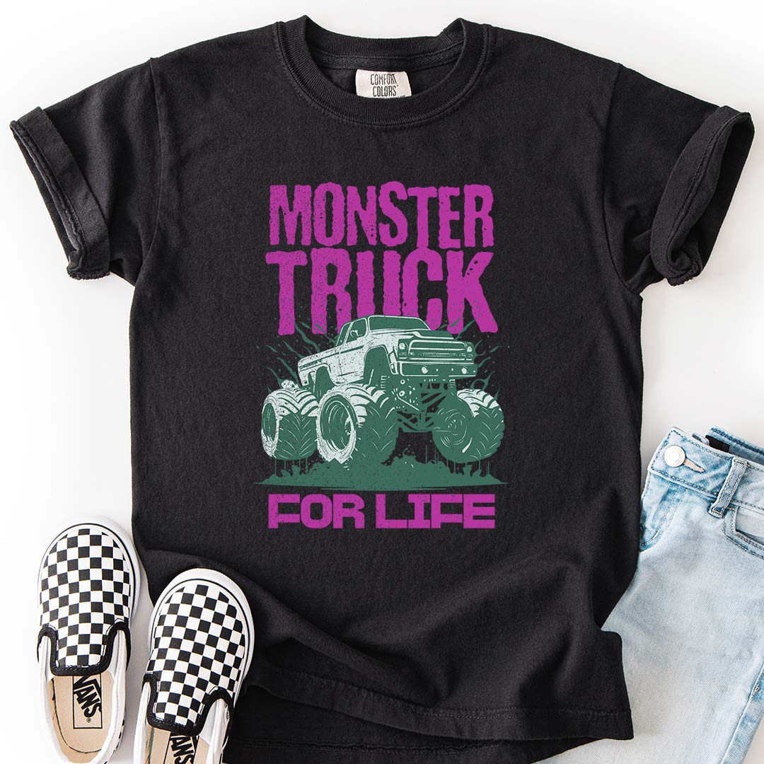 Monster Truck For Life - Cool Youth Graphic T-Shirt