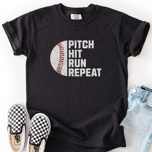 Pitch Hit Run Repeat Youth T-Shirts