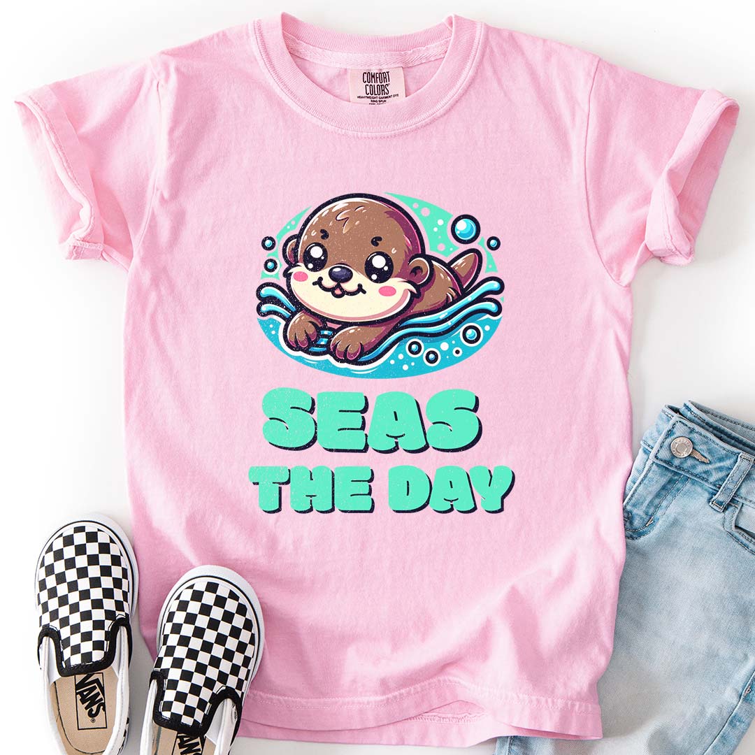Seas the Day – Playful Sea Otter Youth T-Shirt