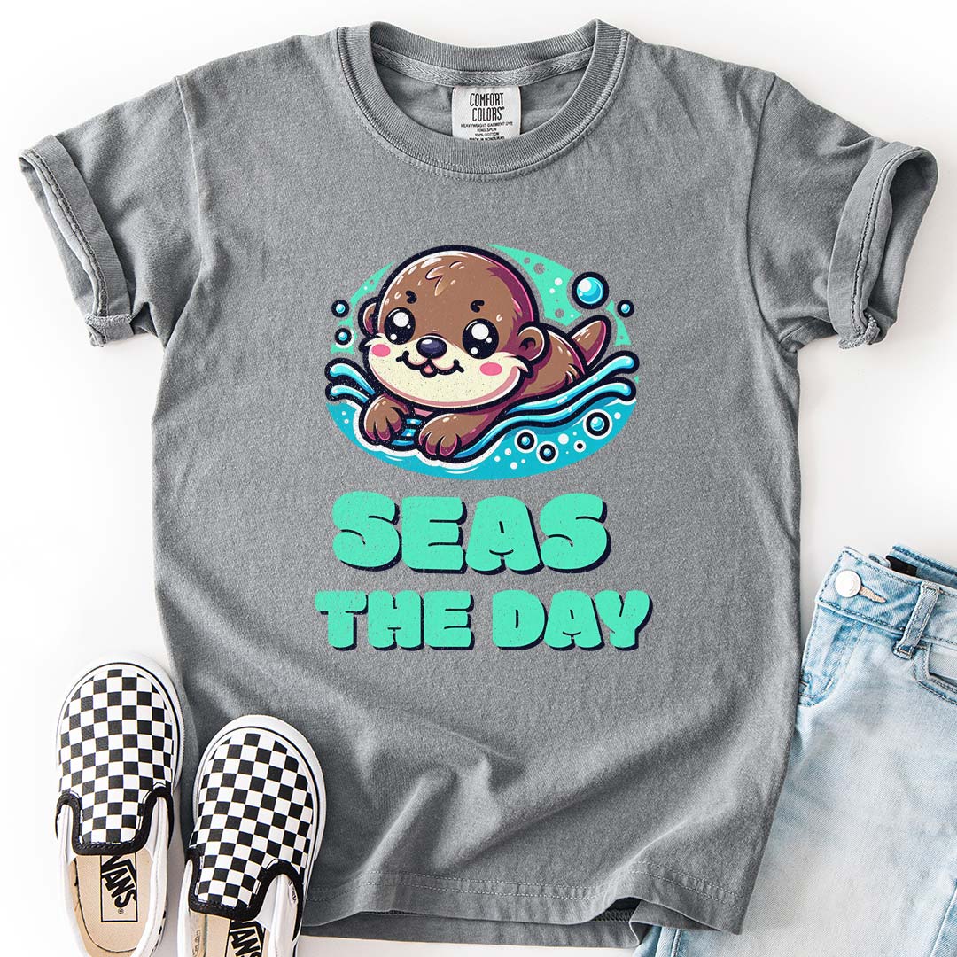 Seas the Day – Playful Sea Otter Youth T-Shirt