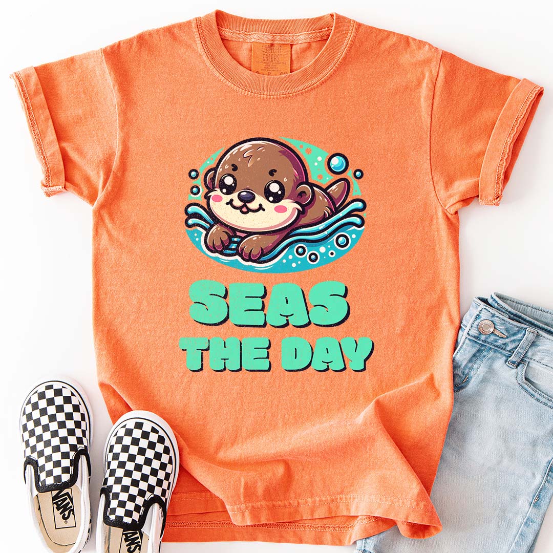 Seas the Day – Playful Sea Otter Youth T-Shirt