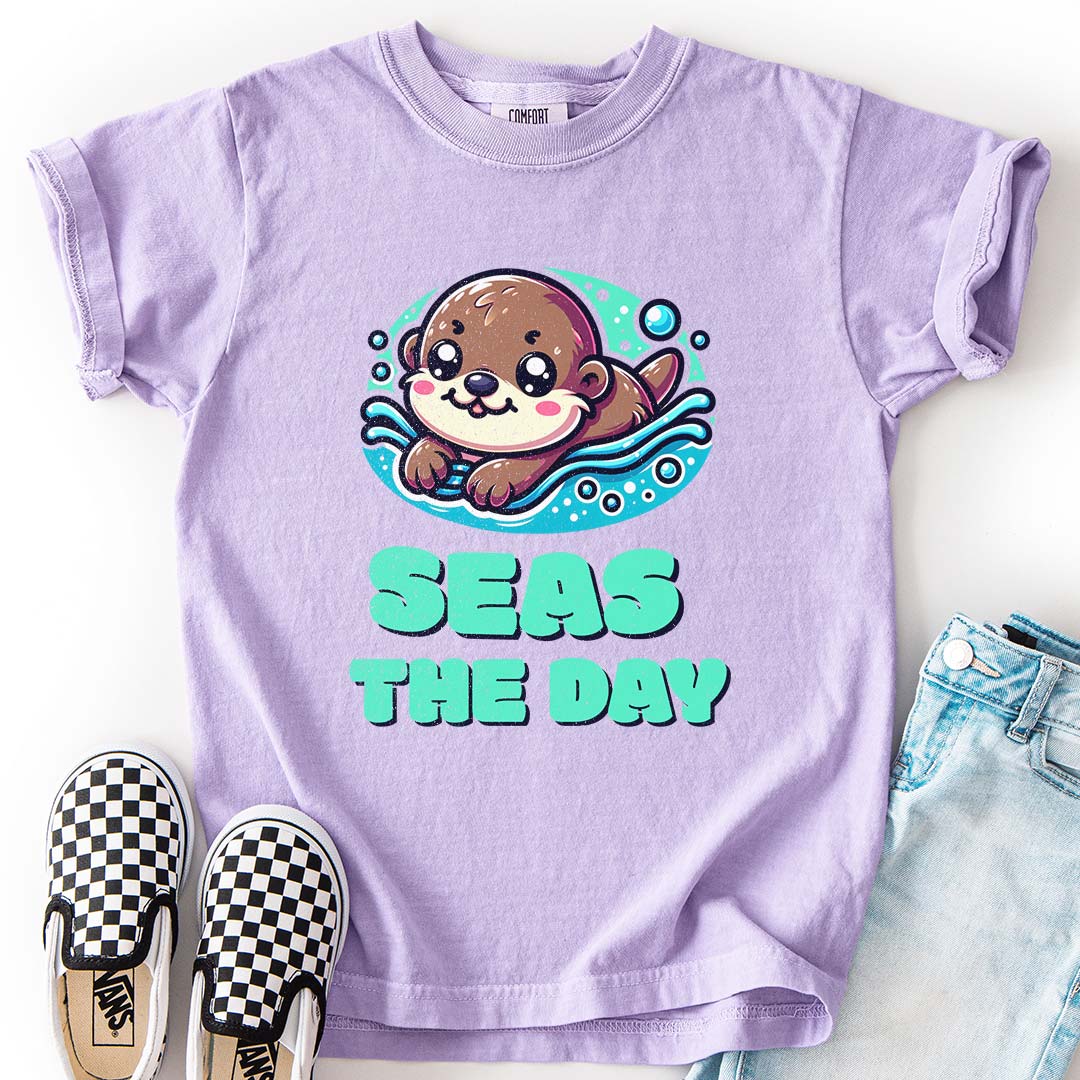 Seas the Day – Playful Sea Otter Youth T-Shirt