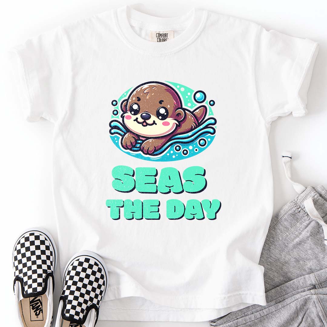 Seas the Day – Playful Sea Otter Youth T-Shirt
