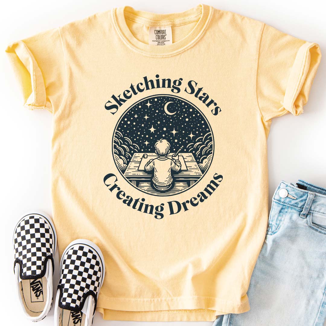 Sketching Stars, Creating Dreams – Imaginative Night Sky Youth T-Shirt