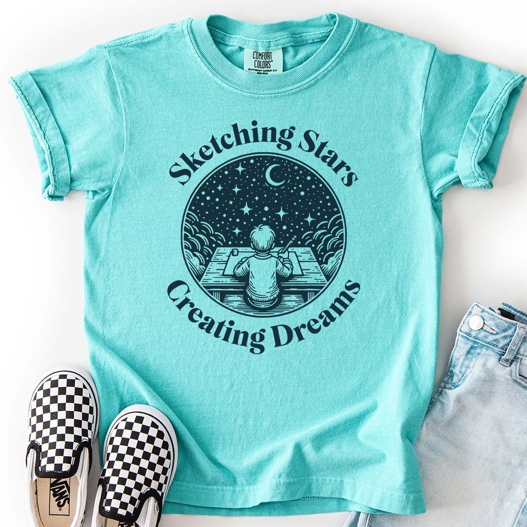 Sketching Stars, Creating Dreams – Imaginative Night Sky Youth T-Shirt