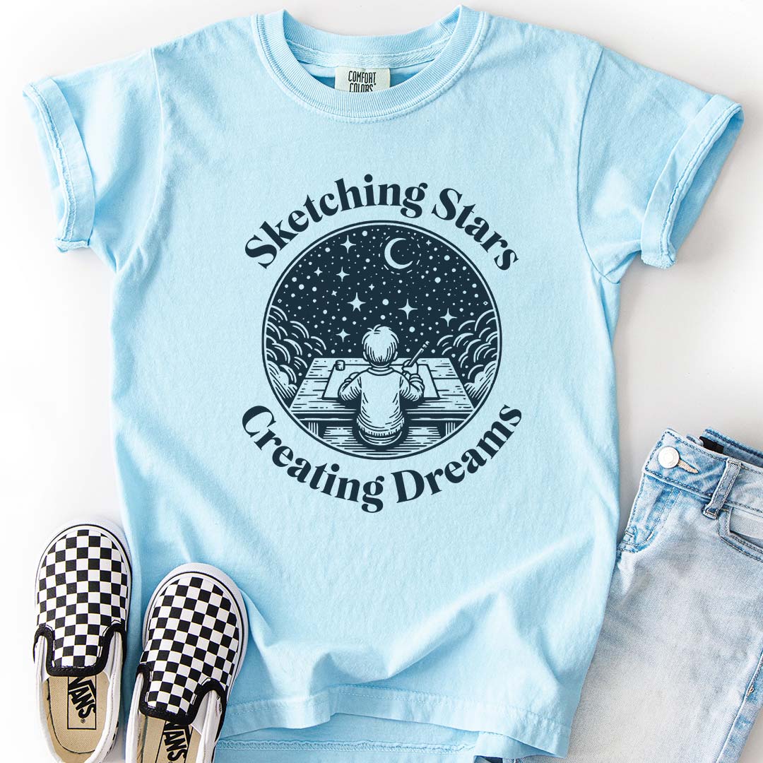 Sketching Stars, Creating Dreams – Imaginative Night Sky Youth T-Shirt