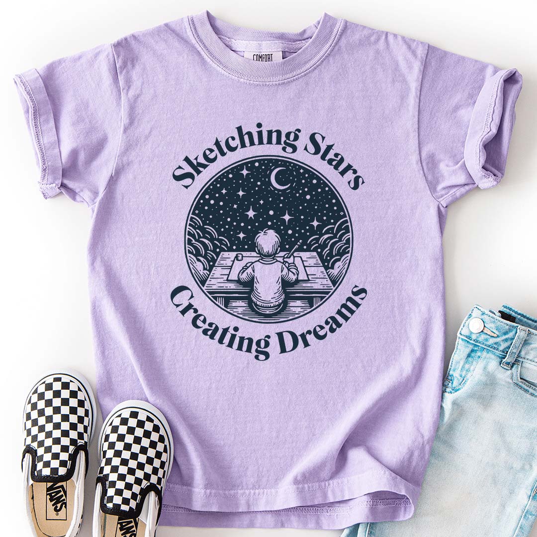 Sketching Stars, Creating Dreams – Imaginative Night Sky Youth T-Shirt