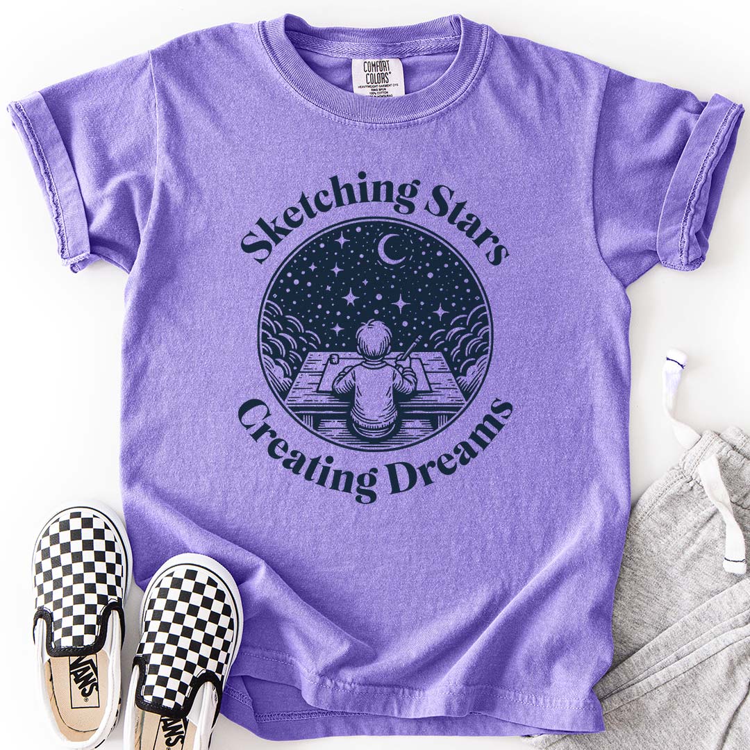 Sketching Stars, Creating Dreams – Imaginative Night Sky Youth T-Shirt