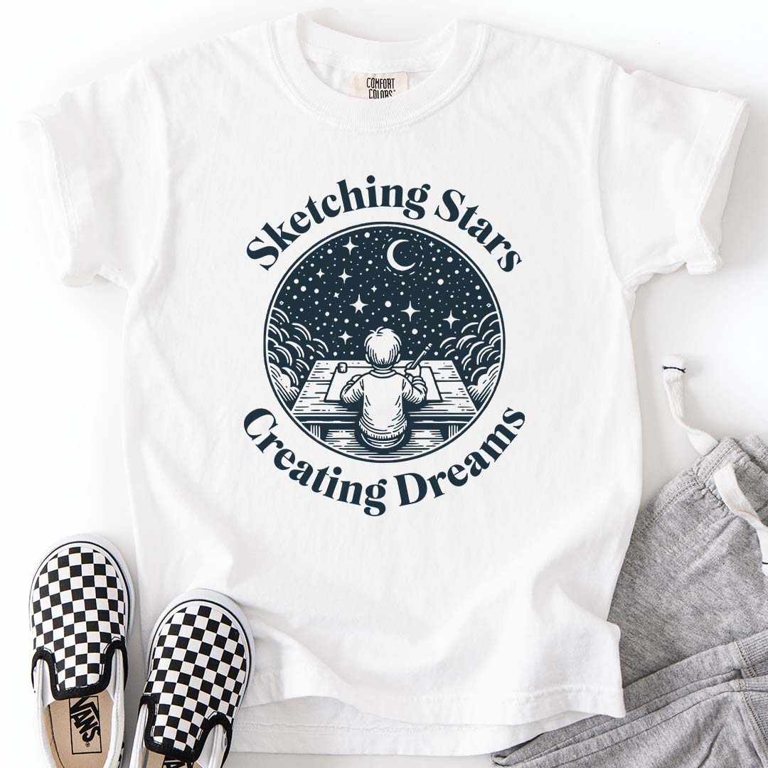 Sketching Stars, Creating Dreams – Imaginative Night Sky Youth T-Shirt