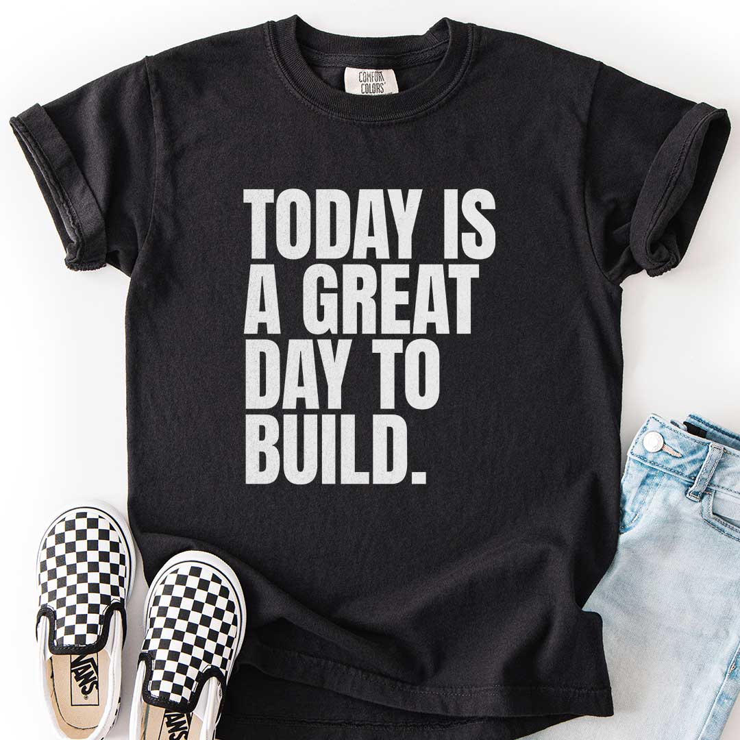A Great Day to Build Youth Motivational Tee for Young Builders
