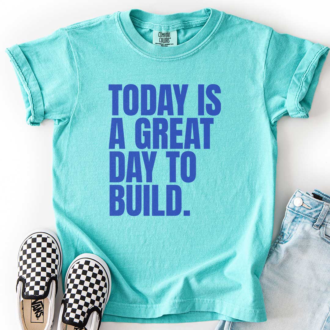 A Great Day to Build Youth Motivational Tee for Young Builders