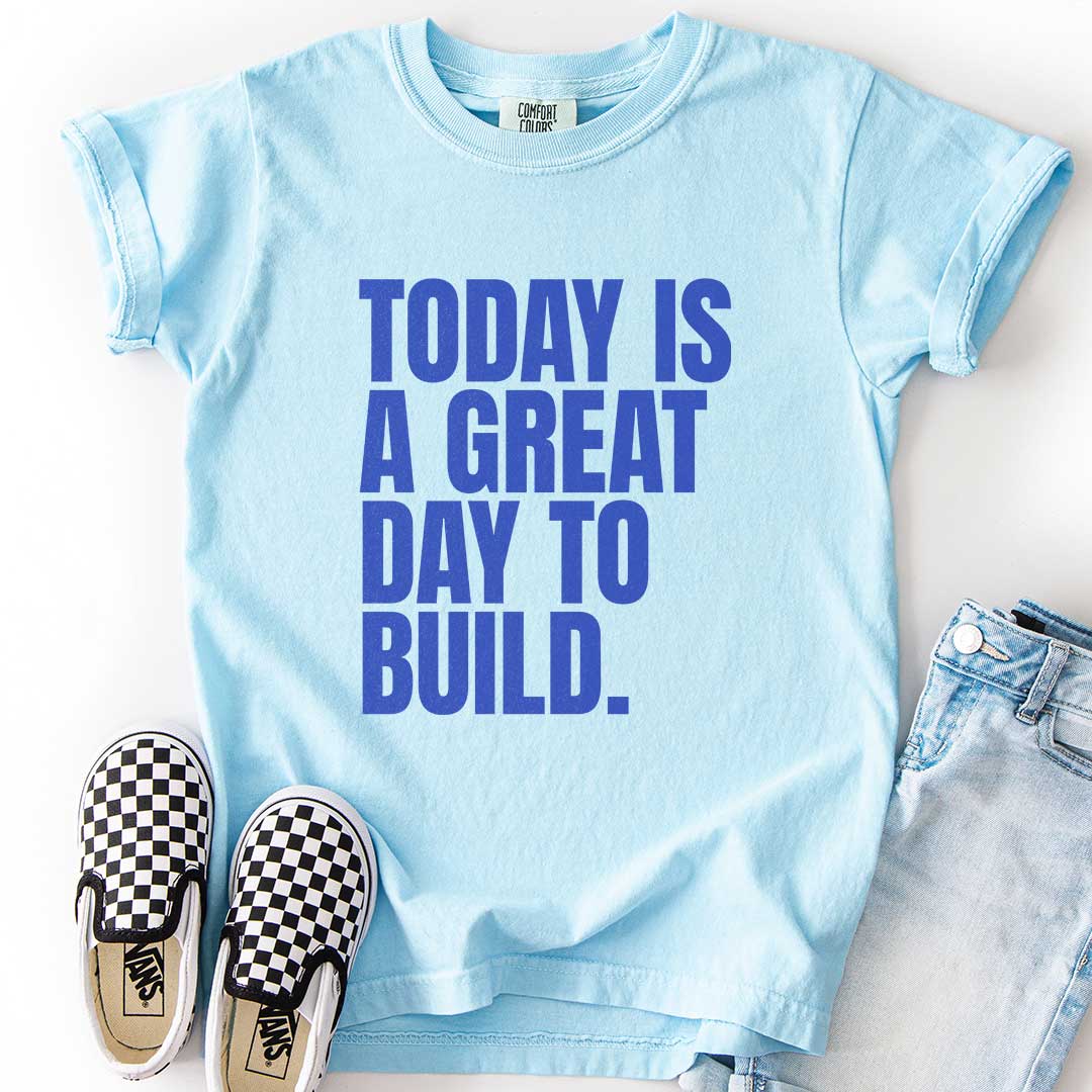 A Great Day to Build Youth Motivational Tee for Young Builders