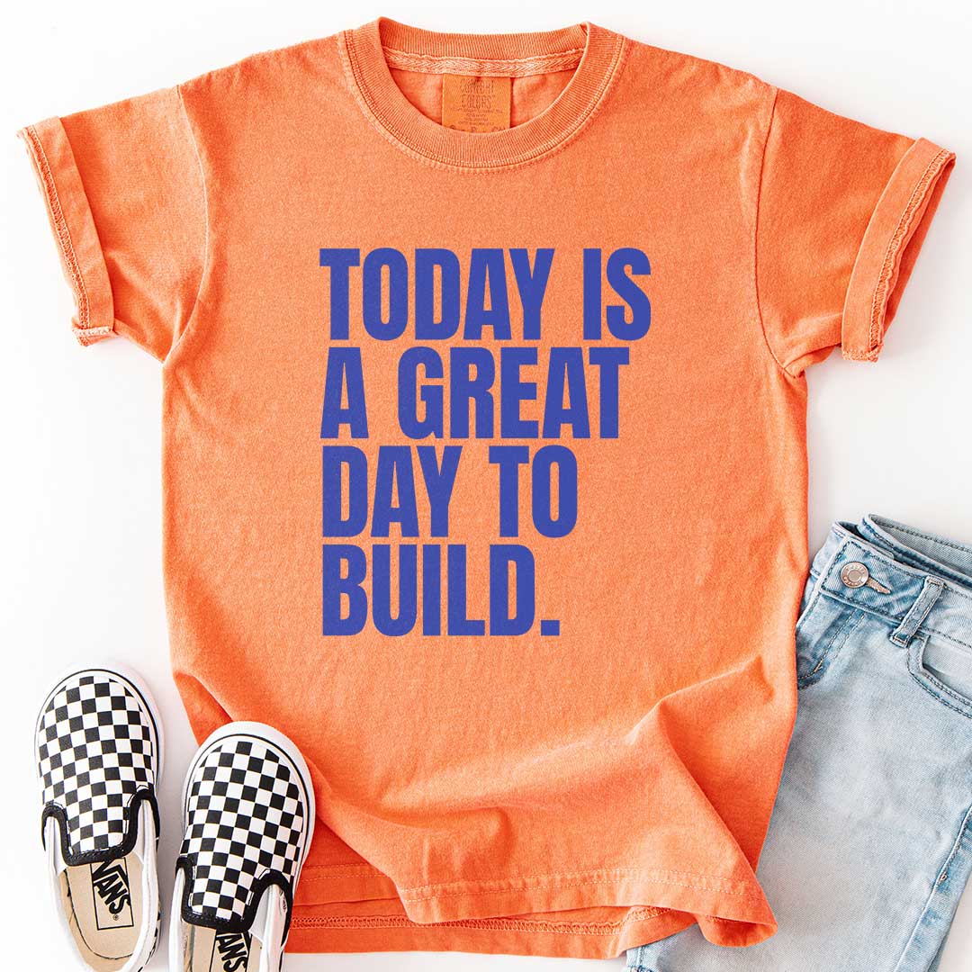 A Great Day to Build Youth Motivational Tee for Young Builders