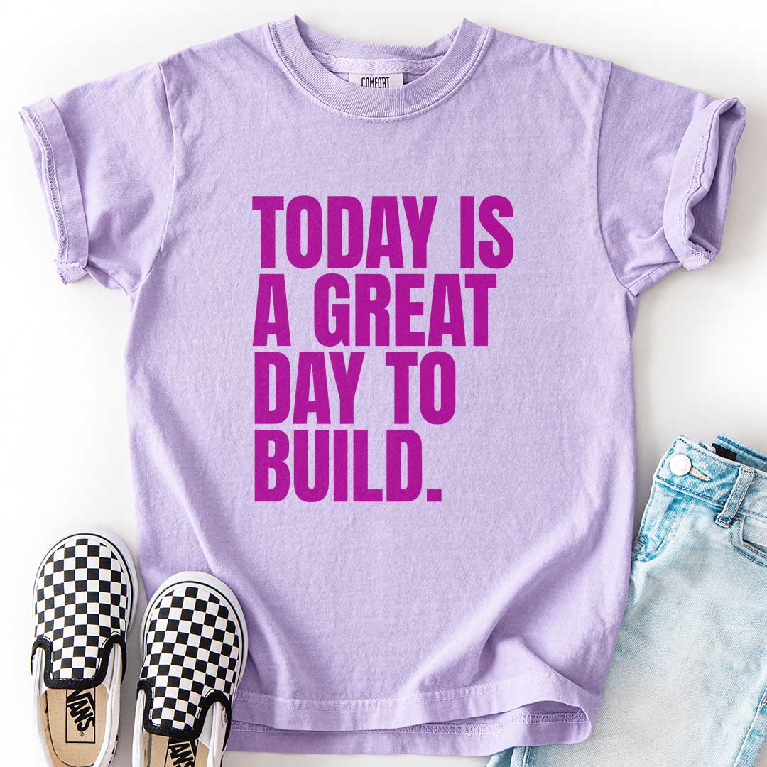 A Great Day to Build Youth Motivational Tee for Young Builders
