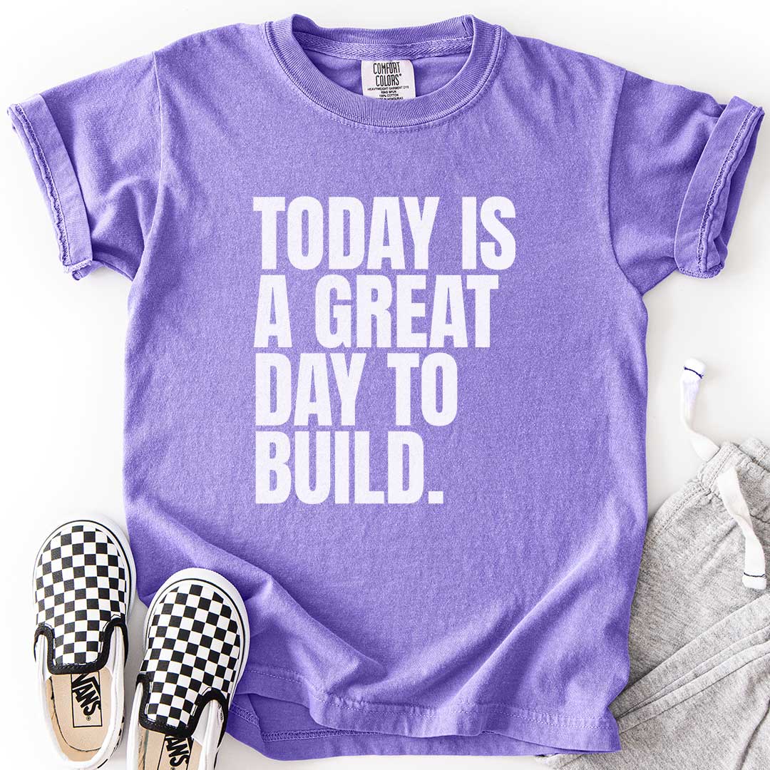 A Great Day to Build Youth Motivational Tee for Young Builders