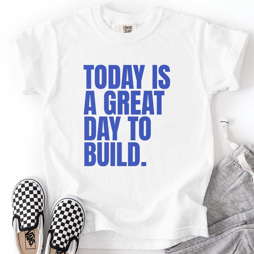 A Great Day to Build Youth Motivational Tee for Young Builders