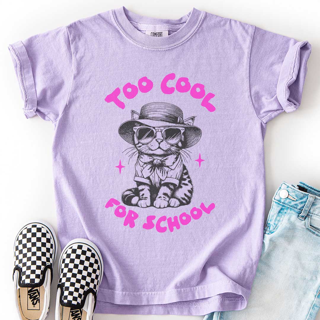 Too Cool for School Youth Cat Graphic Tee