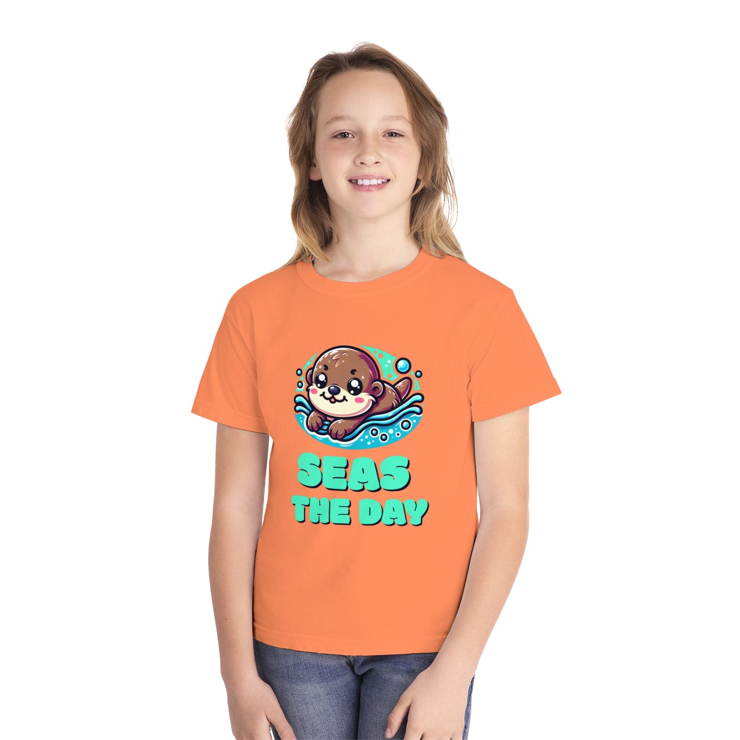 Seas the Day – Playful Sea Otter Youth T-Shirt
