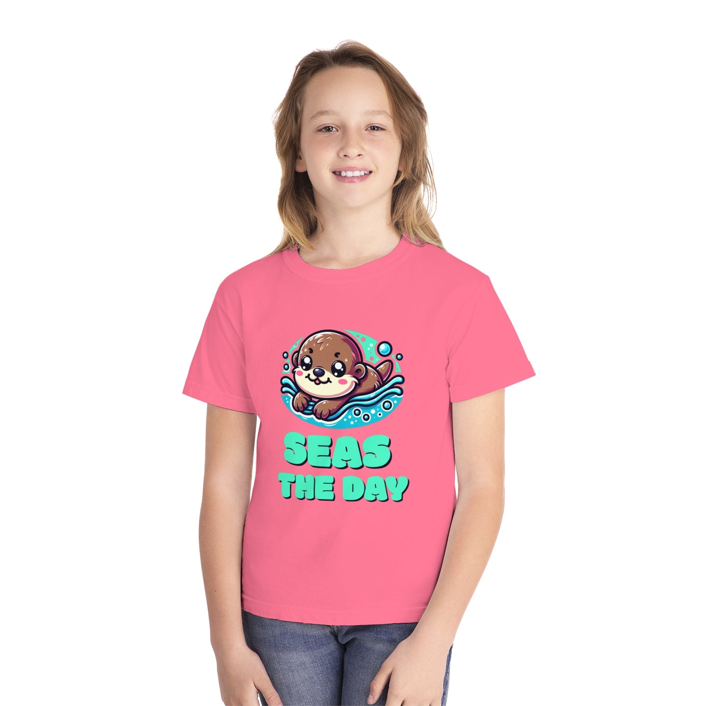 Seas the Day – Playful Sea Otter Youth T-Shirt