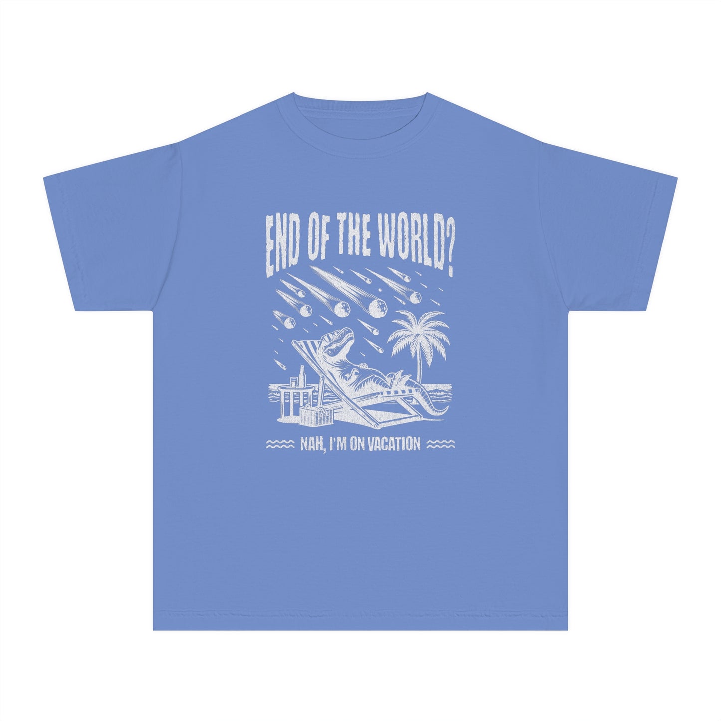 End of the World? Nah, I'm on Vacation - Chillin' Dinosaur Youth T-Shirt