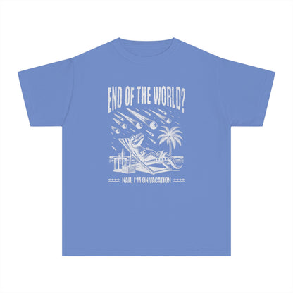 End of the World? Nah, I'm on Vacation - Chillin' Dinosaur Youth T-Shirt