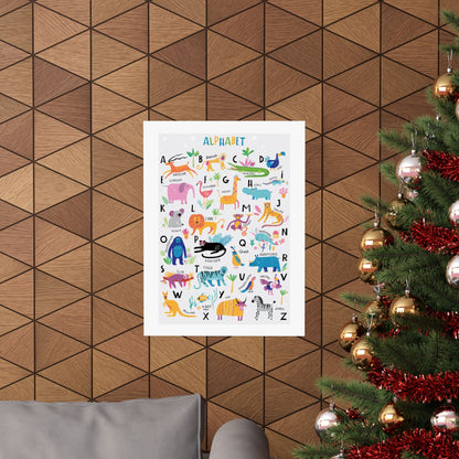 Animal Alphabet Nursery Decor Poster for Boy's Room (Without Frame)
