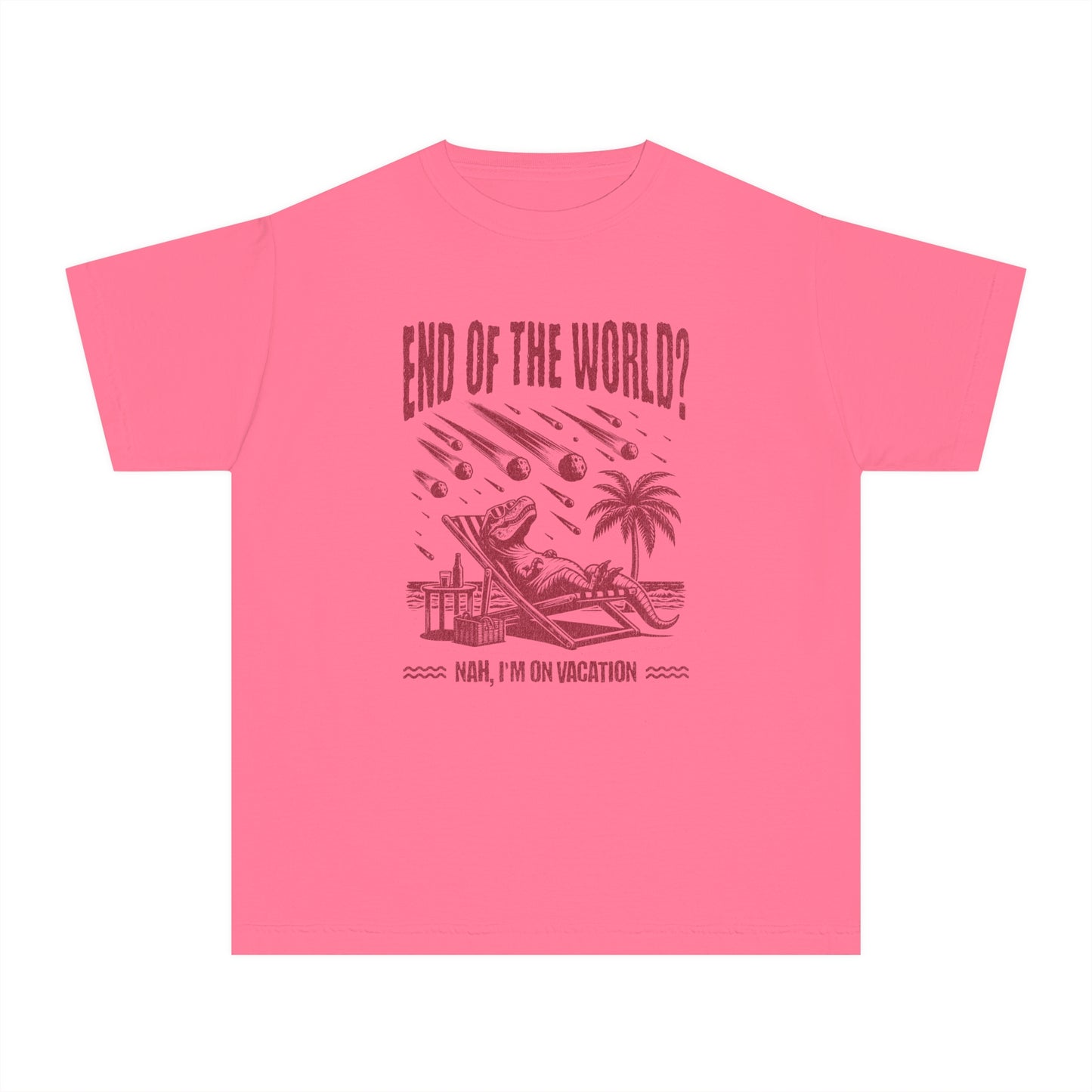 End of the World? Nah, I'm on Vacation - Chillin' Dinosaur Youth T-Shirt