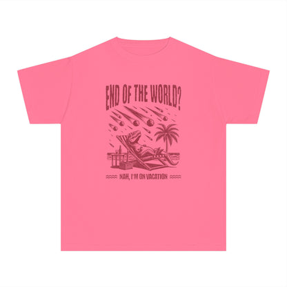 End of the World? Nah, I'm on Vacation - Chillin' Dinosaur Youth T-Shirt