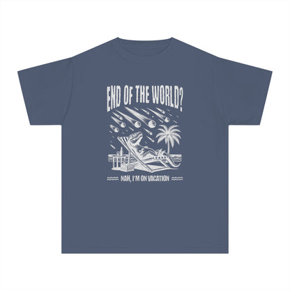 End of the World? Nah, I'm on Vacation - Chillin' Dinosaur Youth T-Shirt